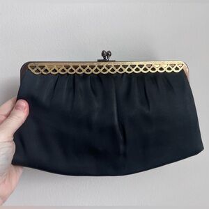 Vintage Ande Black Clutch with Gold Accents